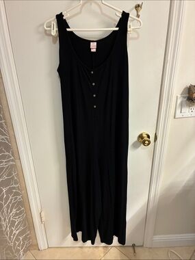 Nom Maternity Black Sleeveless Button-Front Jumpsuit Sz S